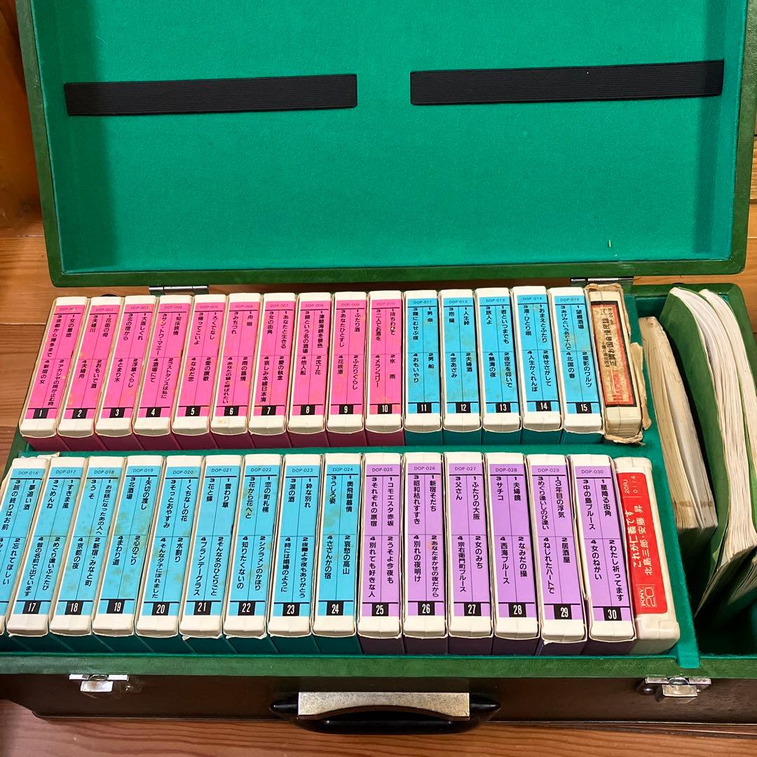 昭和レトロ　カラオケ　8トラックWカセット【ジャンク】品テープ箱付き　マイク付き