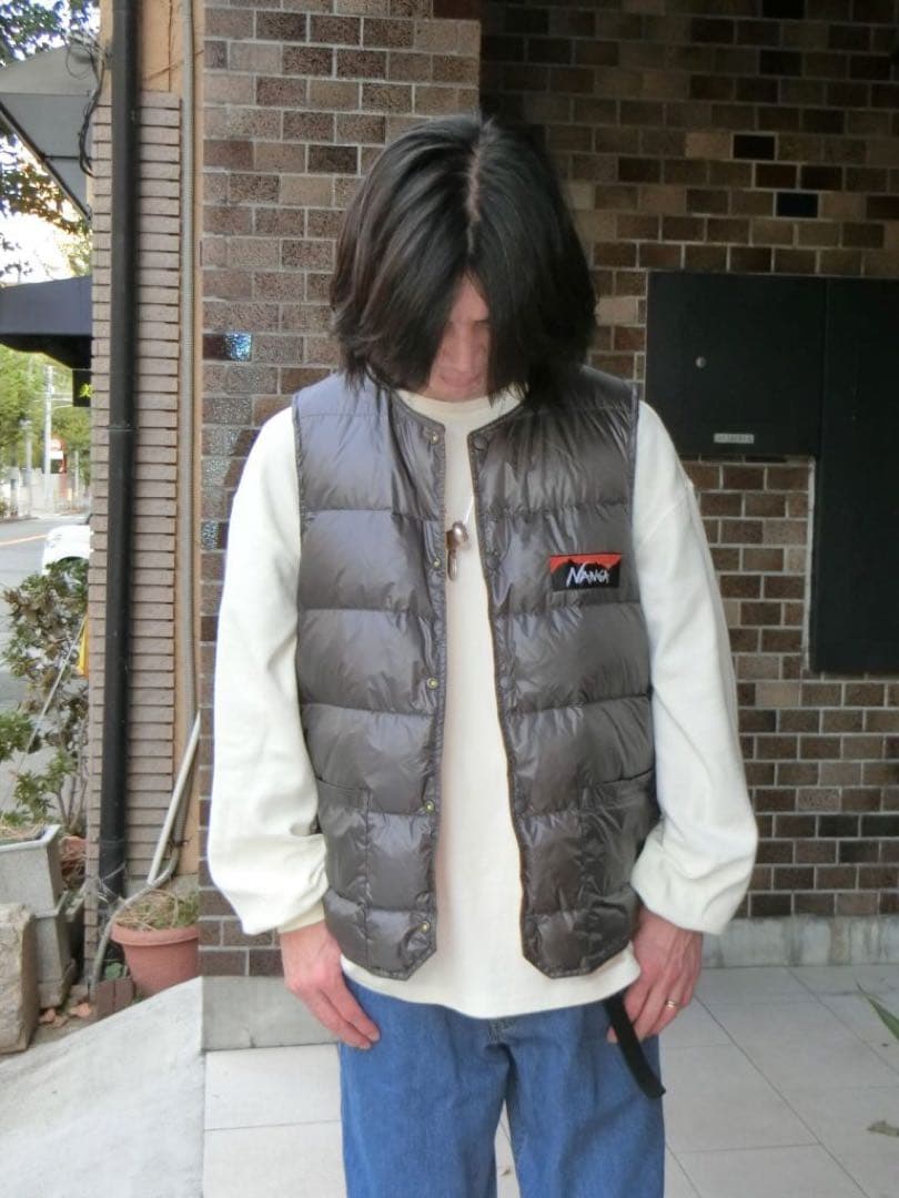 新品 別注キャルオーライン × ナンガ　リバーシブルダウンベスト　M