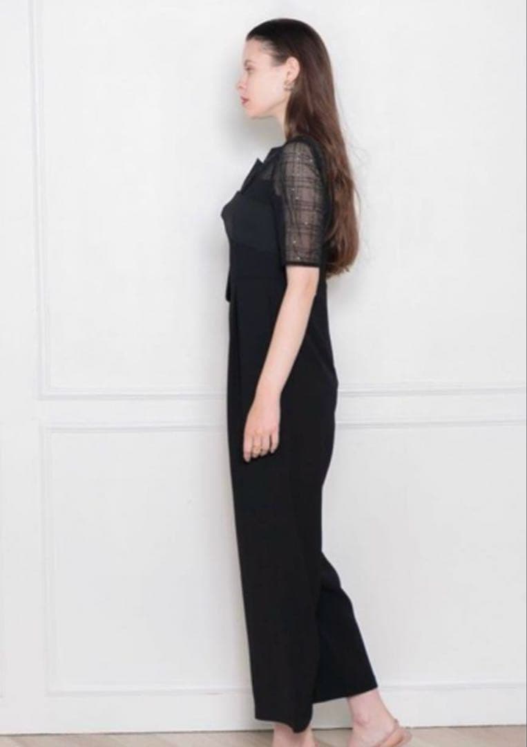 Leja キラキラ切替胸元デザインパンツドレス結婚式 パーティードレス