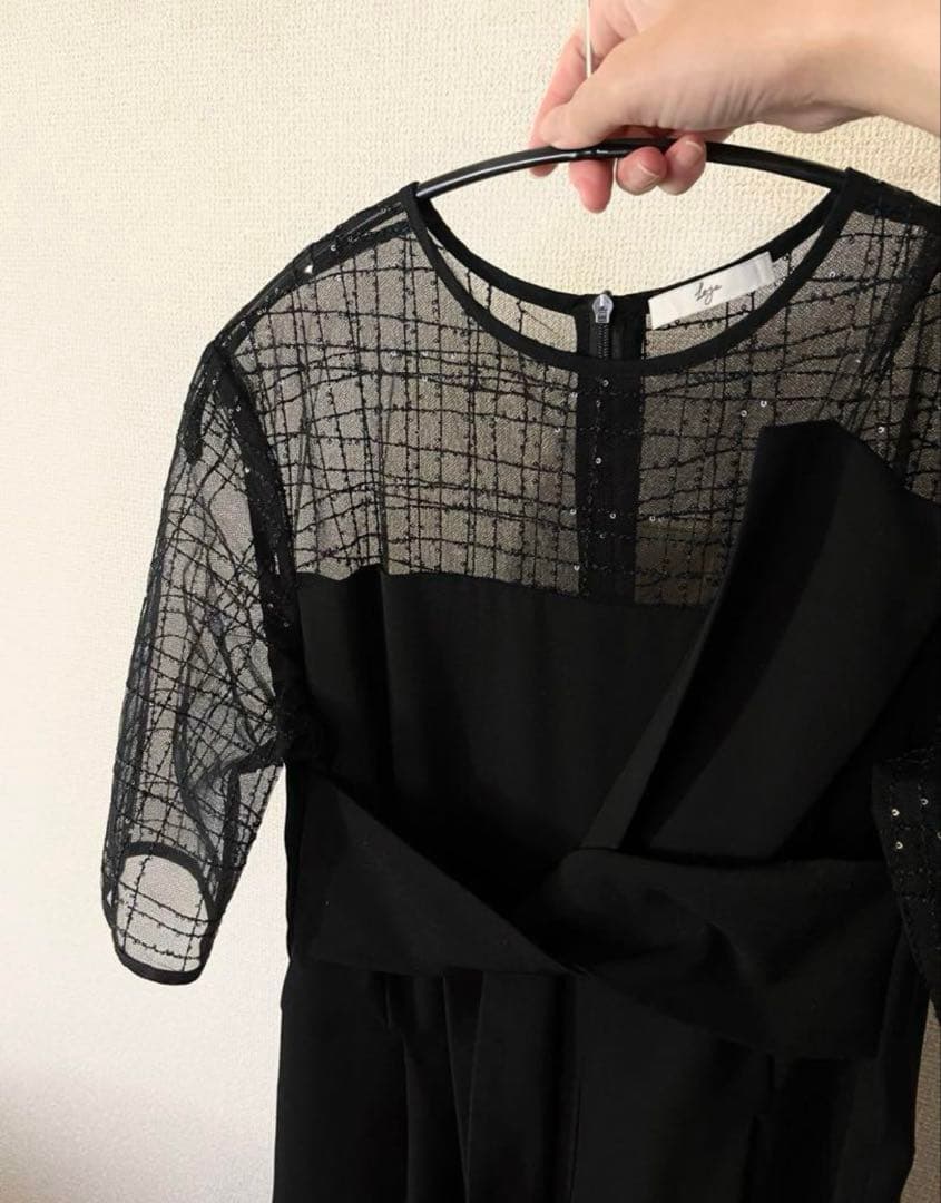 Leja キラキラ切替胸元デザインパンツドレス結婚式 パーティードレス