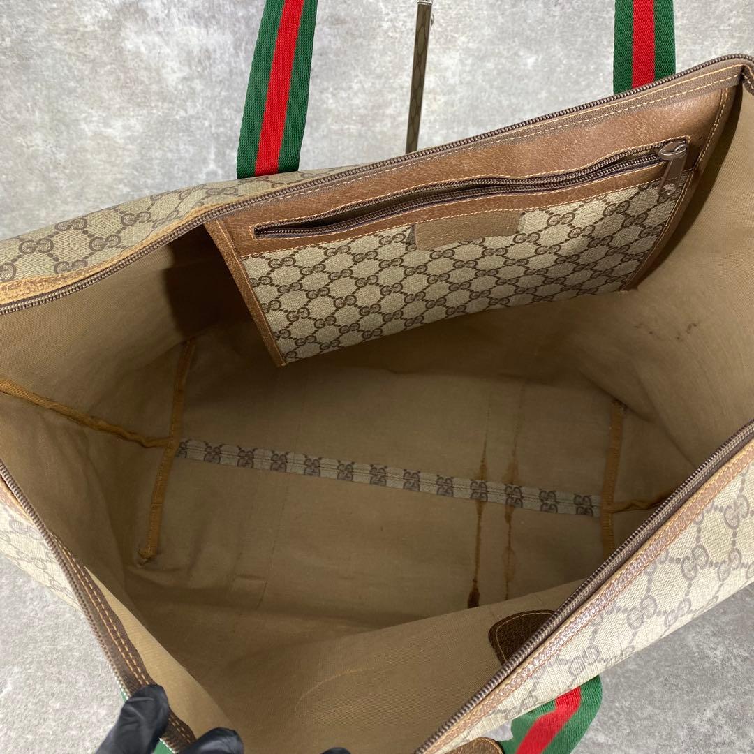 GUCCI オールドグッチ シェリーライン GG柄 PVC レザートートバッグ