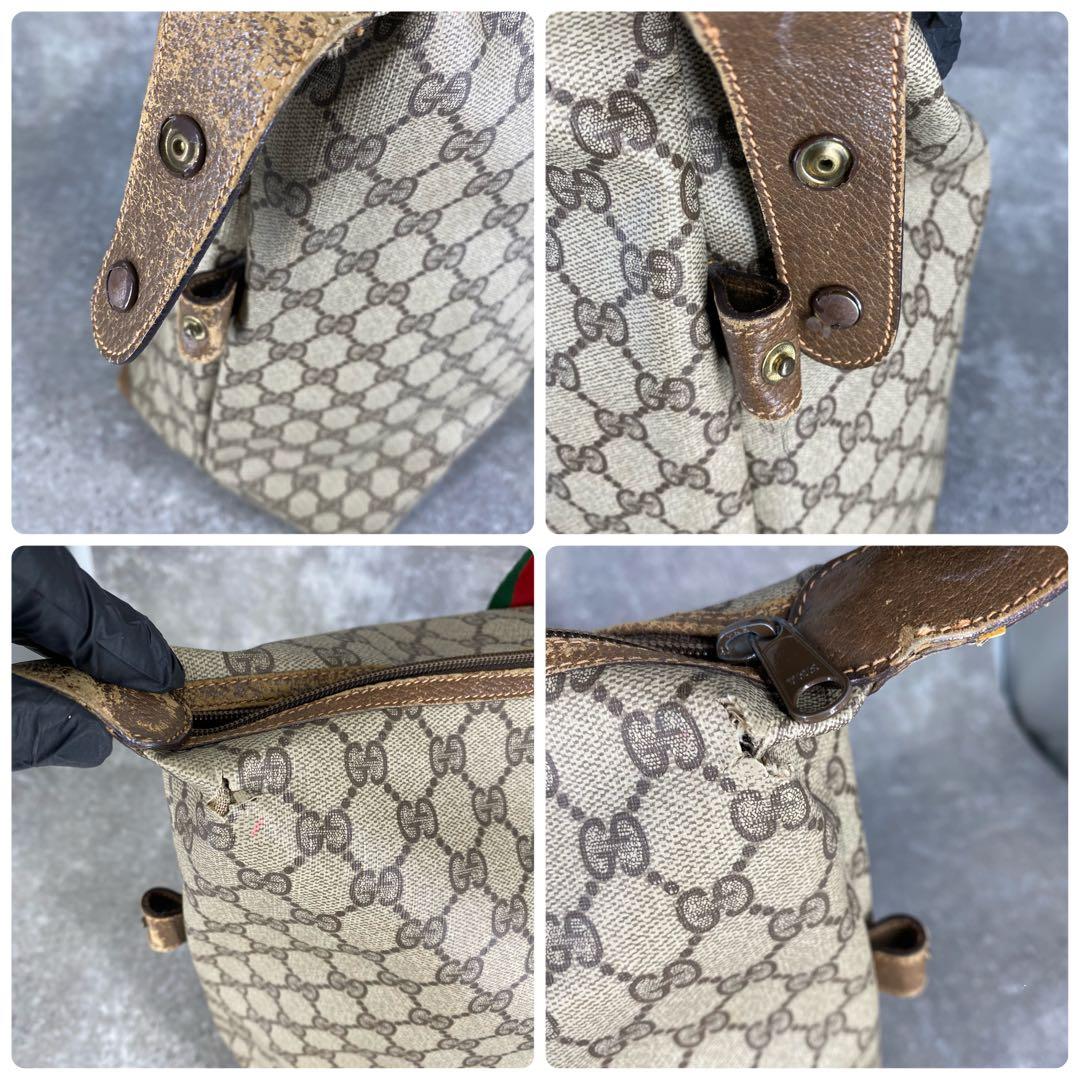 GUCCI オールドグッチ シェリーライン GG柄 PVC レザートートバッグ