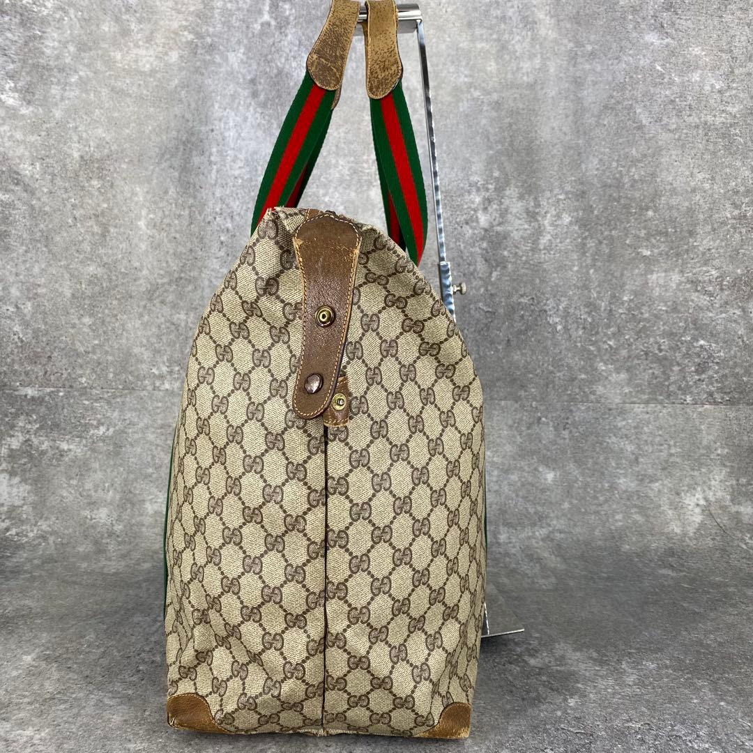 GUCCI オールドグッチ シェリーライン GG柄 PVC レザートートバッグ