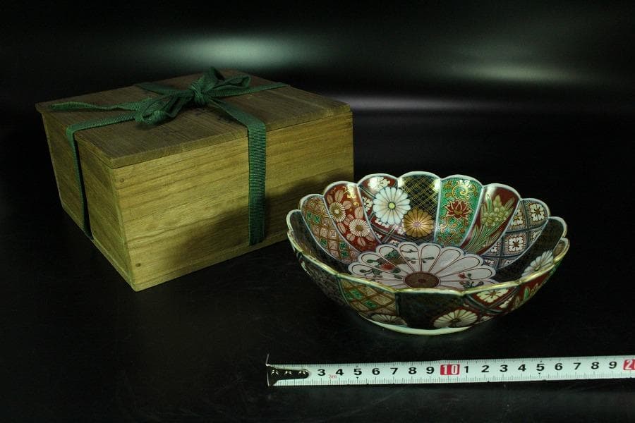 大聖寺 伊万里 菊碗 時代物(K-A867)