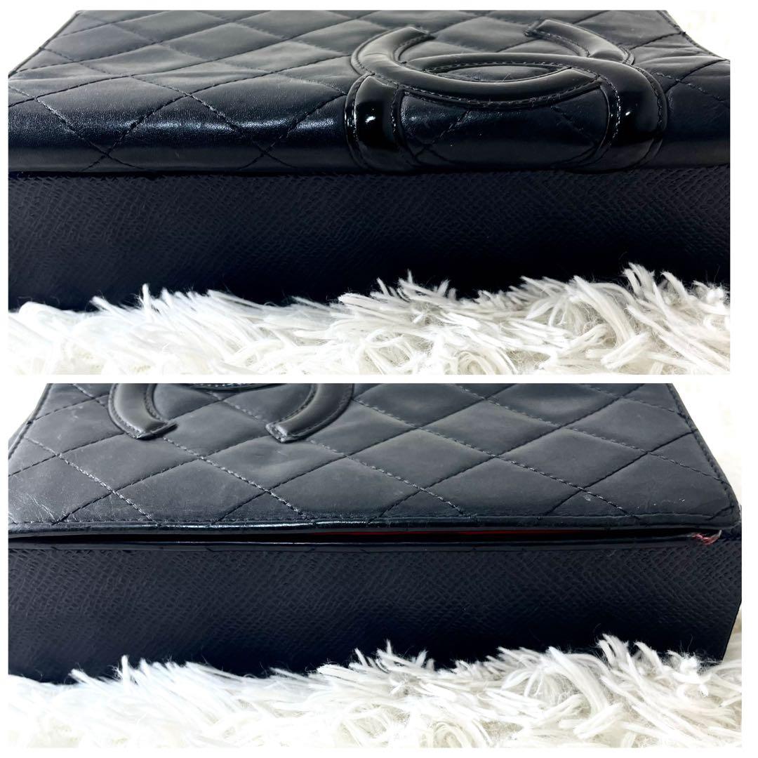 シャネル　CHANEL カンボンライン　長財布　二つ折り財布　ブラック　黒