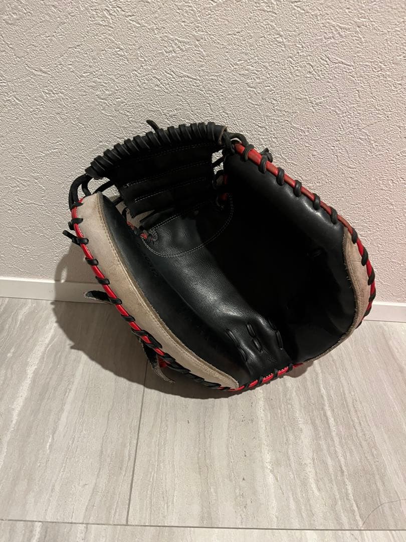 【美品】ZETT 軟式 キャッチャーミット 赤黒 プロステイタス