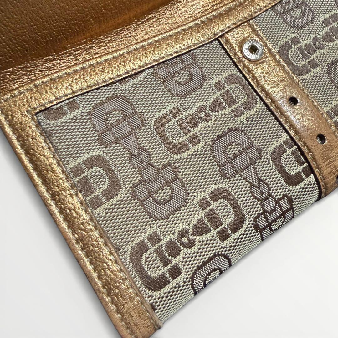 GUCCI グッチ 長財布 ホースビット ブラウン キャンバス ゴールドベルト