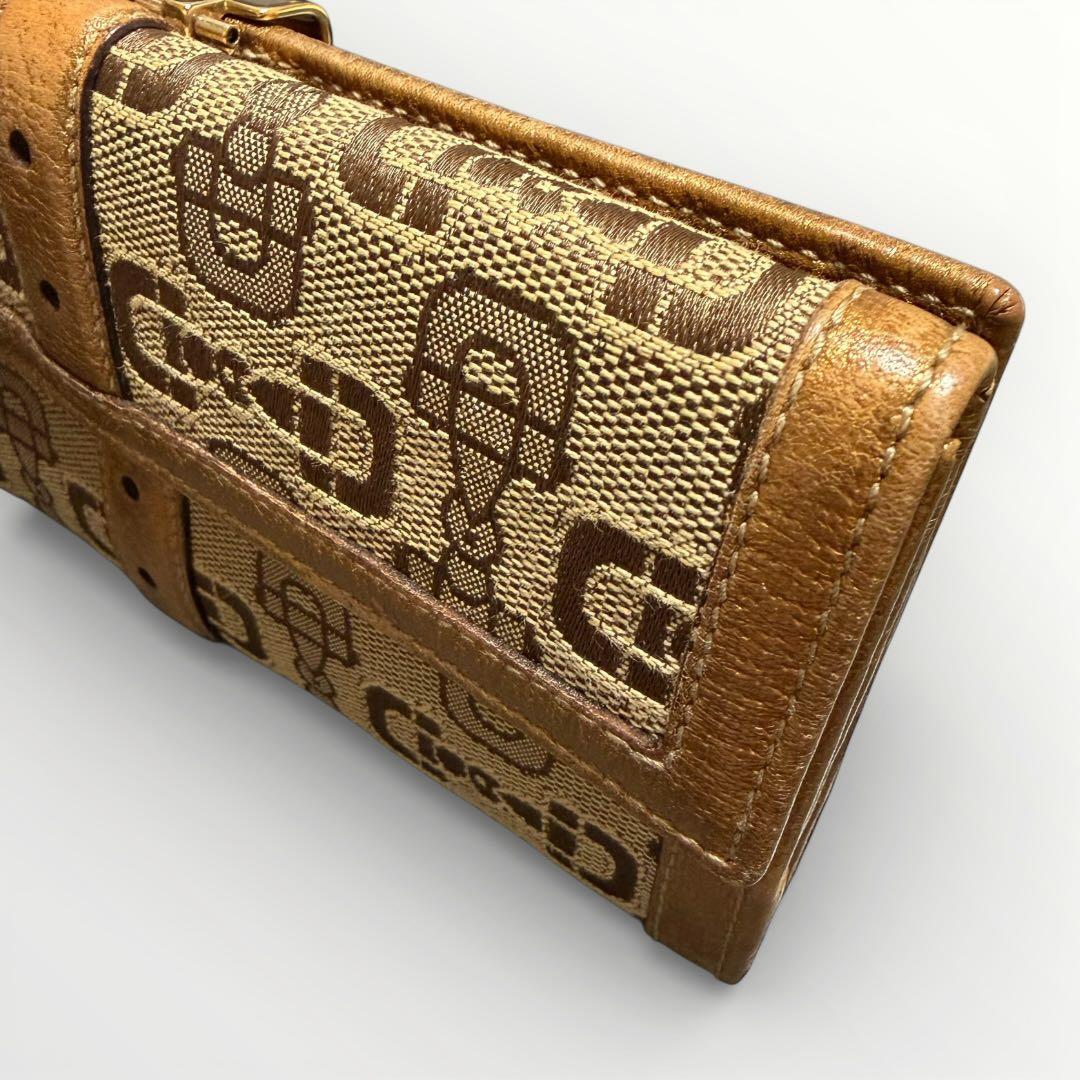 GUCCI グッチ 長財布 ホースビット ブラウン キャンバス ゴールドベルト