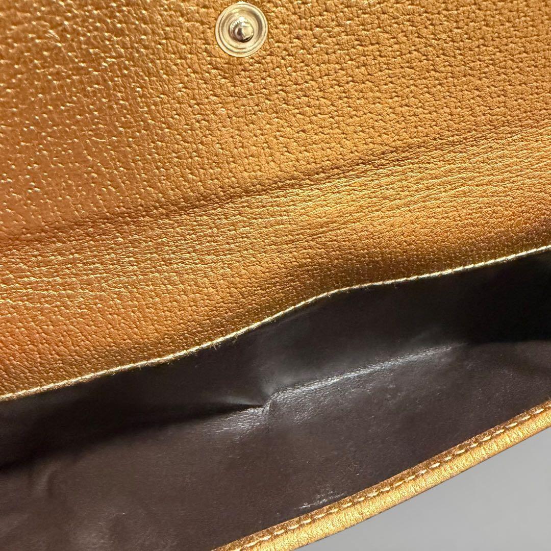 GUCCI グッチ 長財布 ホースビット ブラウン キャンバス ゴールドベルト