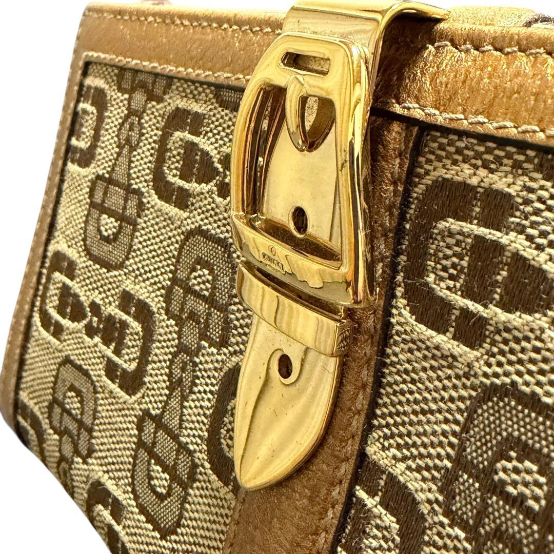 GUCCI グッチ 長財布 ホースビット ブラウン キャンバス ゴールドベルト