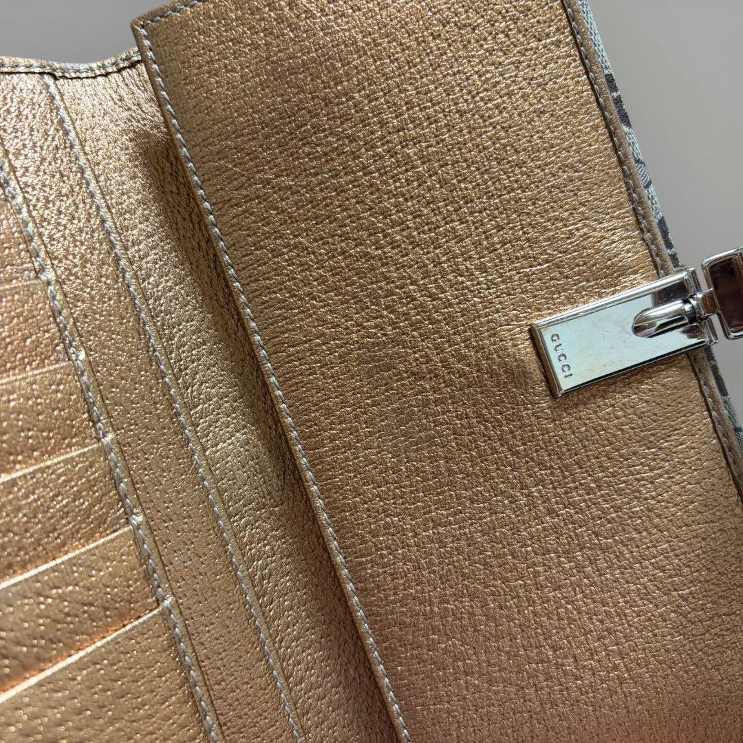 GUCCI グッチ 長財布 ホースビット ブラウン キャンバス ゴールドベルト