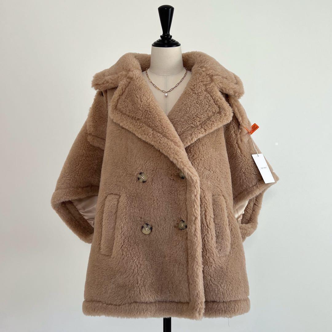 新品未使用 ベアテーラードポンチョアルパカ素材 ミルクティーベージュ