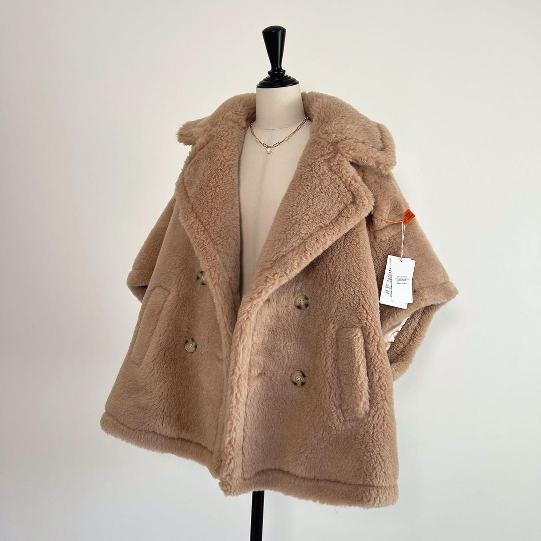 新品未使用 ベアテーラードポンチョアルパカ素材 ミルクティーベージュ
