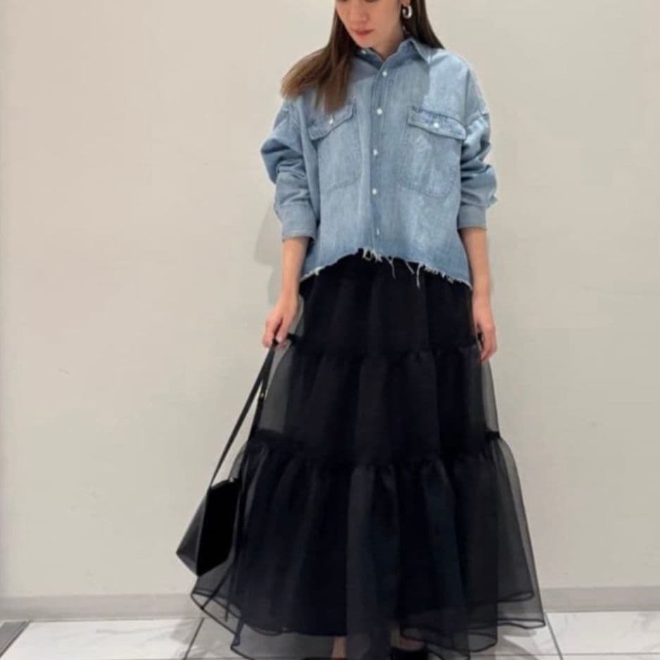 新春初売り特価♡極美品♡ウィムガゼット　デニムシャツ　F　切りっぱなし　フリンジ