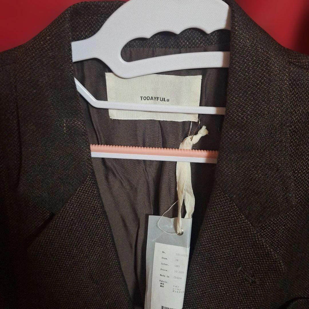 TODAYFUL Boyfriend Linen Jacket　チョコ　38