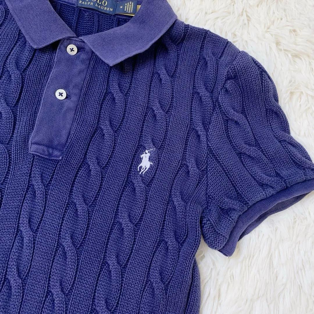 Polo Ralph Lauren ネイビー ケーブルニット M ウォッシュ加工