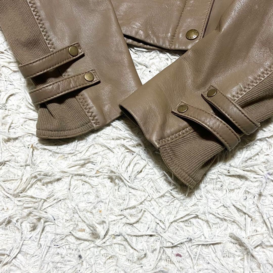【美品】エポカ レザージャケット ライダース ベージュ サイズL