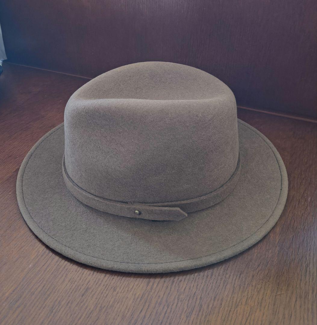 美品 ステットソン ブラウン ウールフェルトハット 中折 59cm パッカブル