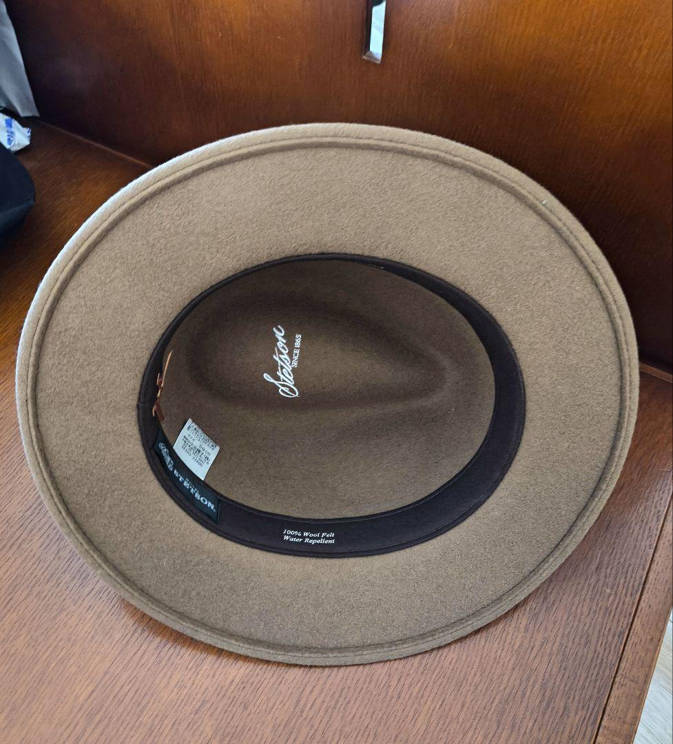 美品 ステットソン ブラウン ウールフェルトハット 中折 59cm パッカブル