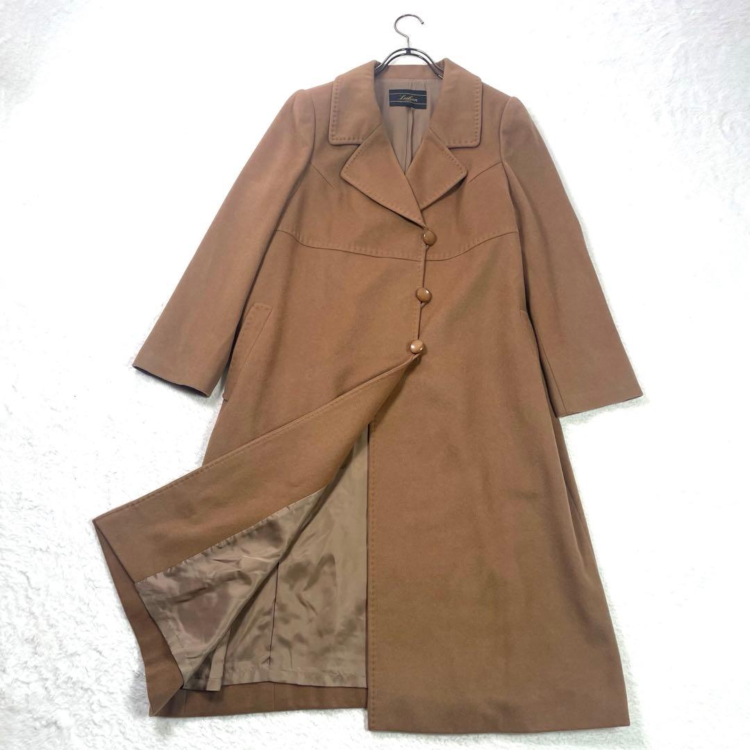 大きめ 13+✨レリアン カシミヤ 100%レトロ ロングコート キャメル