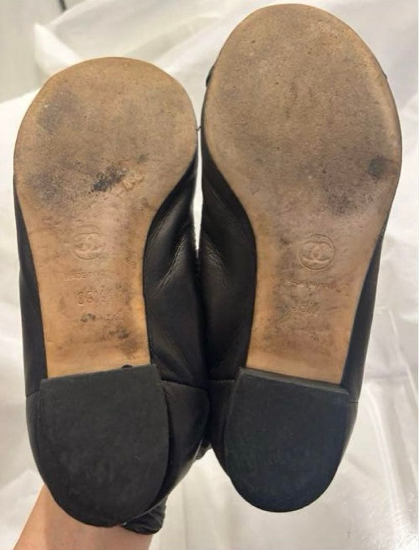 【美品】CHANEL シャネル ブラック フラットシューズ ブラックココマーク