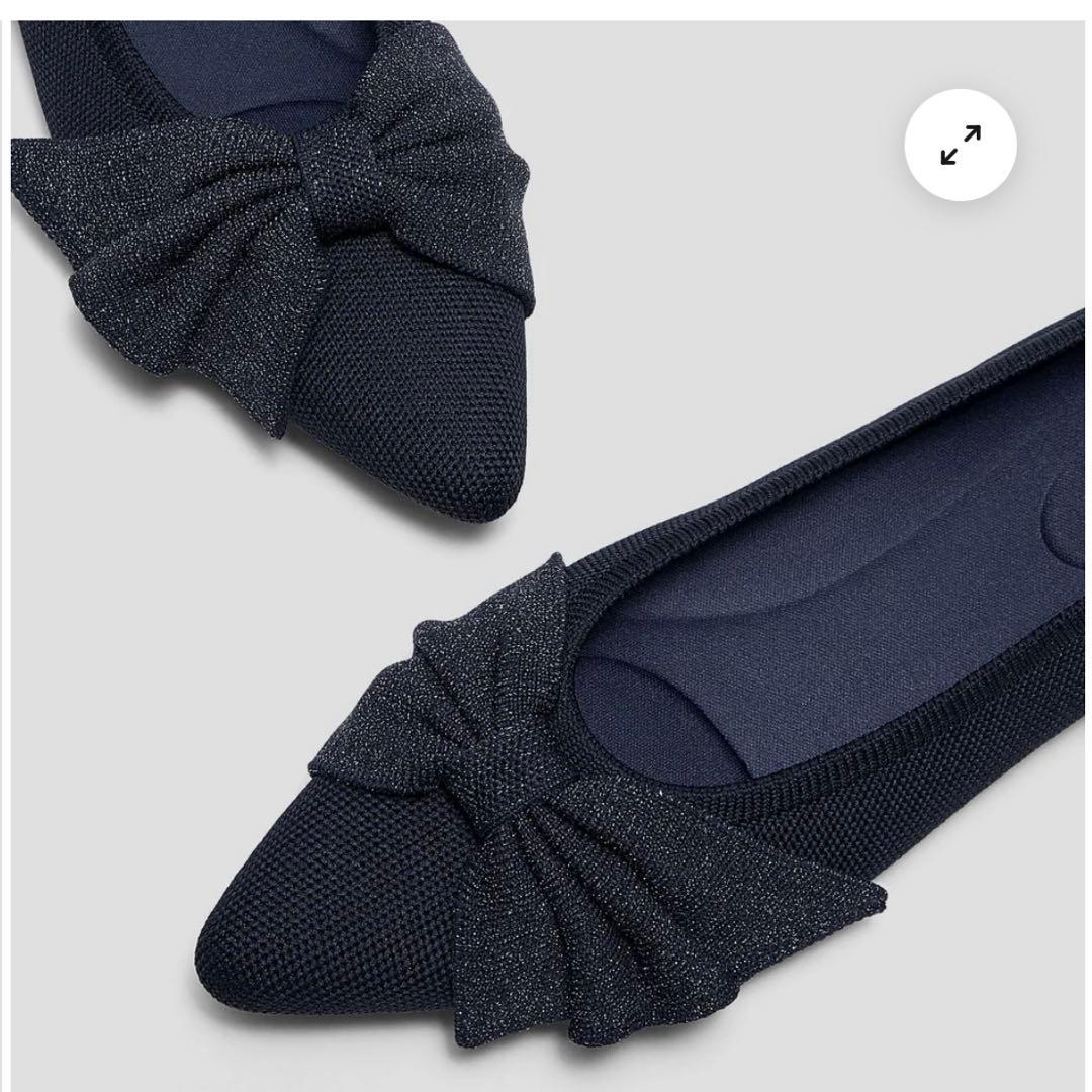 VIVAIA★AZURAネイビーラメフラットシューズ23 36.5