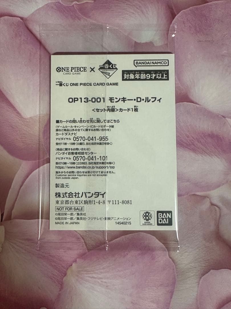 一番くじ ワンピース モンキー・D・ルフィ プロモカード ＋G賞