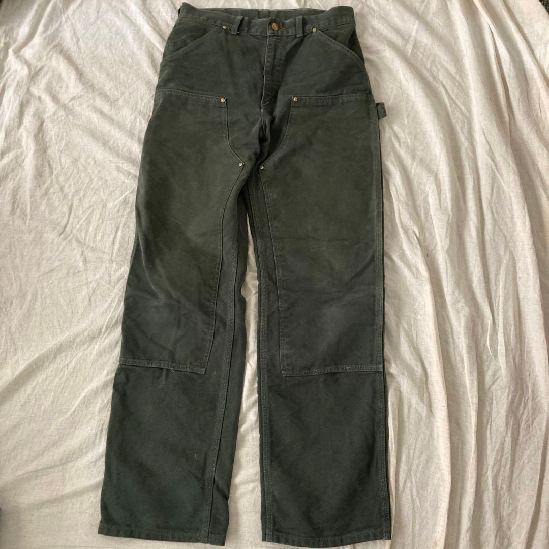 90s カーハート ダブルニー ペインターパンツ グリーン カーキ ダック