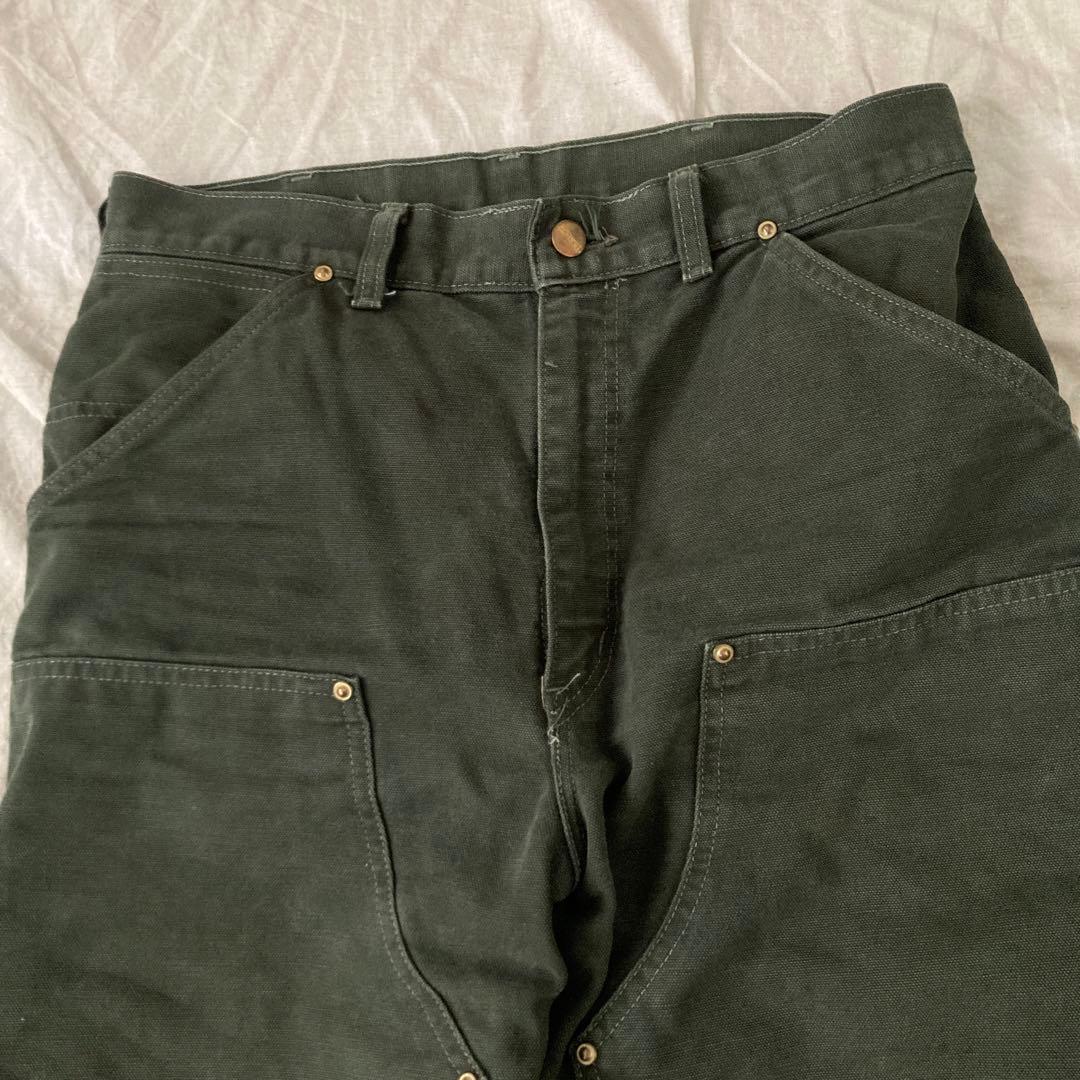 90s カーハート ダブルニー ペインターパンツ グリーン カーキ ダック