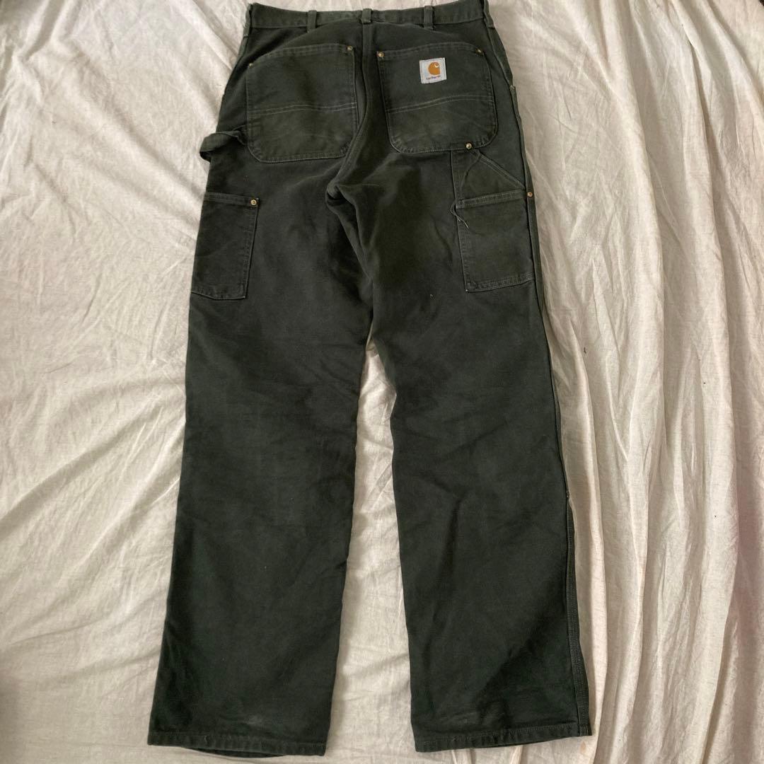 90s カーハート ダブルニー ペインターパンツ グリーン カーキ ダック