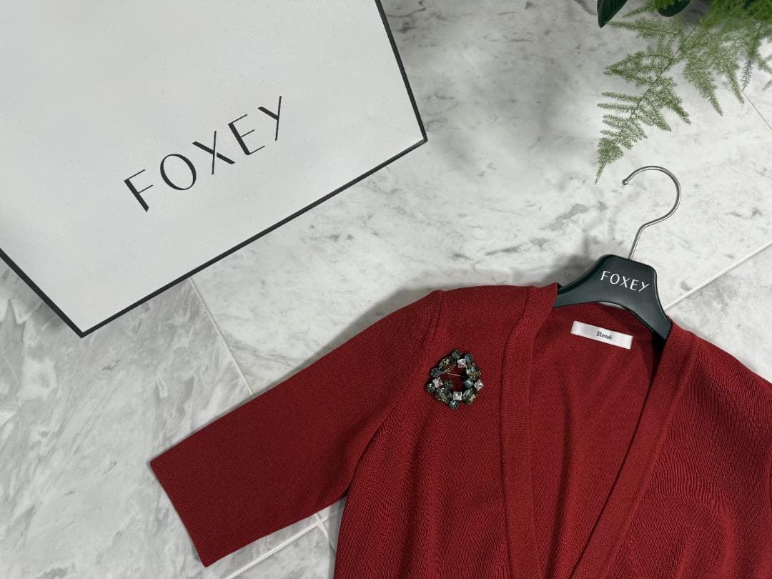 未使用級★Rene ルネ ボレロ 34 レッド ロゴプレート