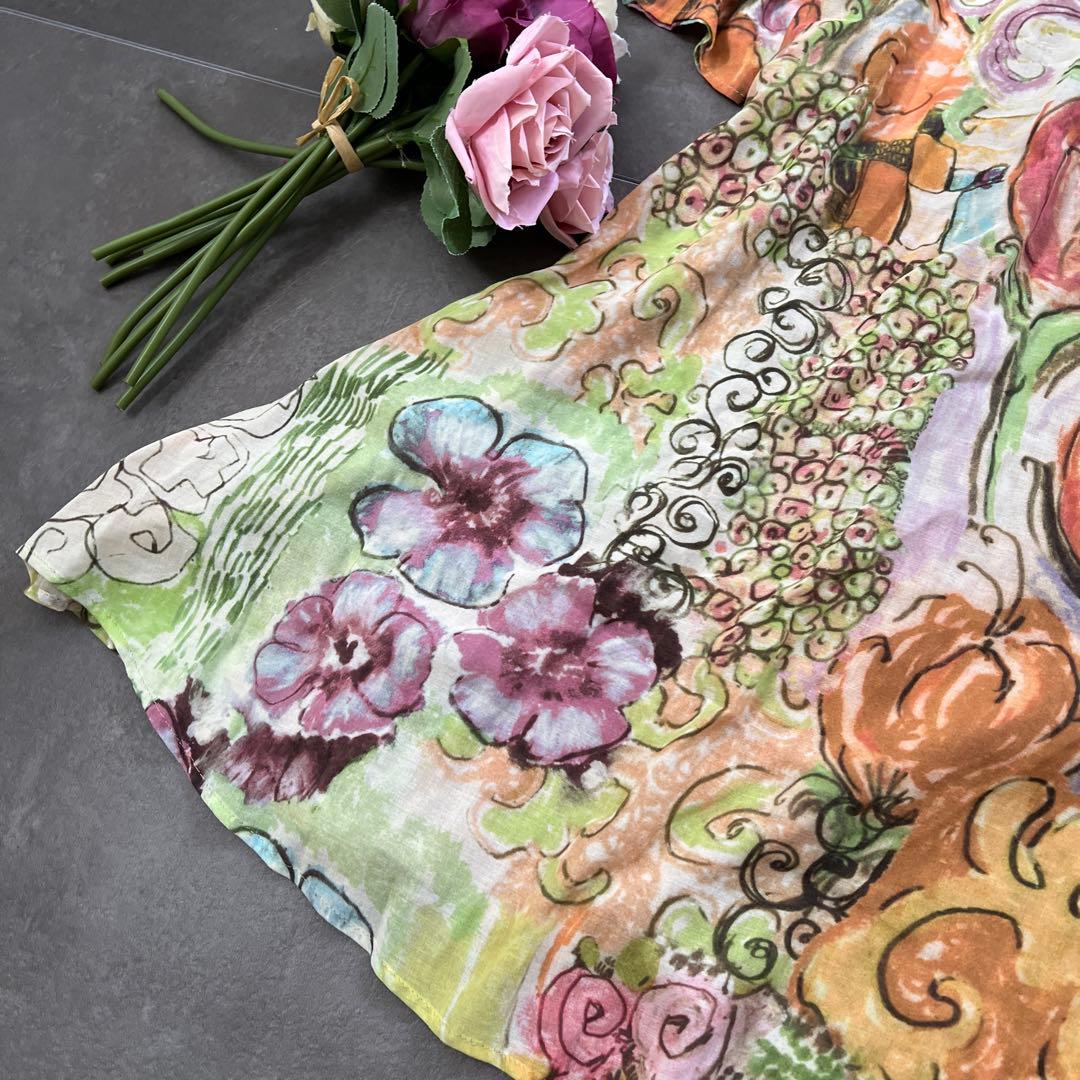 激レア♡Sybilla シビラ絵画総柄　コットン チュニック ワンピース ⑤