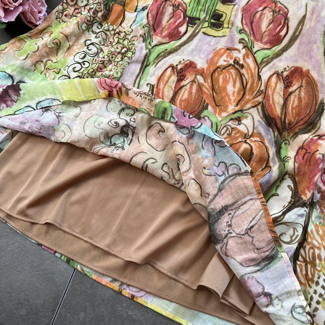 激レア♡Sybilla シビラ絵画総柄　コットン チュニック ワンピース ⑤