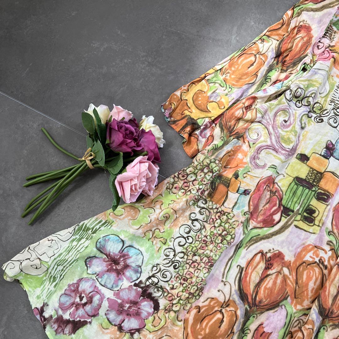 激レア♡Sybilla シビラ絵画総柄　コットン チュニック ワンピース ⑤