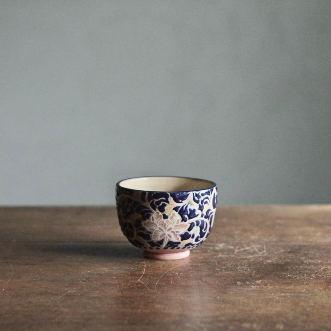 京焼 泰山与平衛 色絵 茶碗 茶道具 古美術 古道具 アンティーク