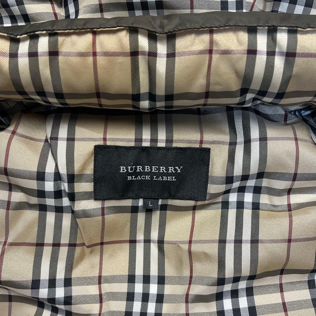 バーバリーブラックレーベル ラビットファー ノバチェック ダウンベスト L