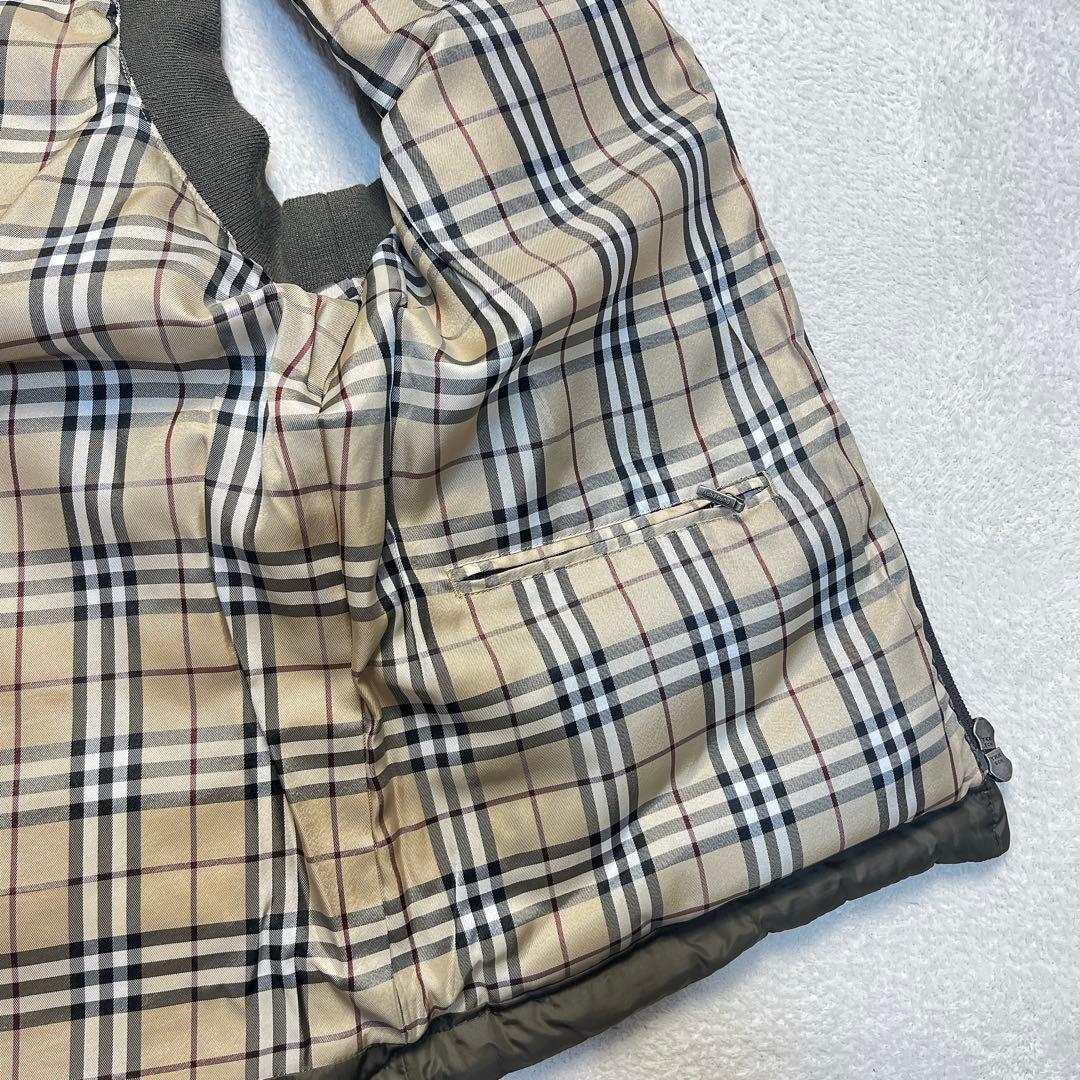 バーバリーブラックレーベル ラビットファー ノバチェック ダウンベスト L