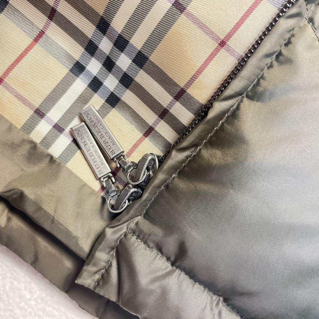 バーバリーブラックレーベル ラビットファー ノバチェック ダウンベスト L