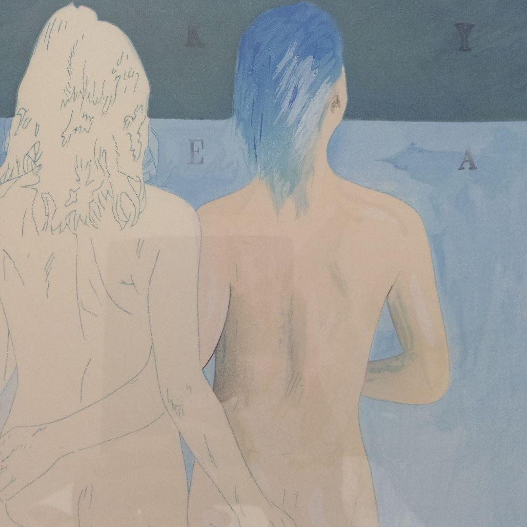 横尾忠則　「SKY&SEA」　木版画、直筆サイン入