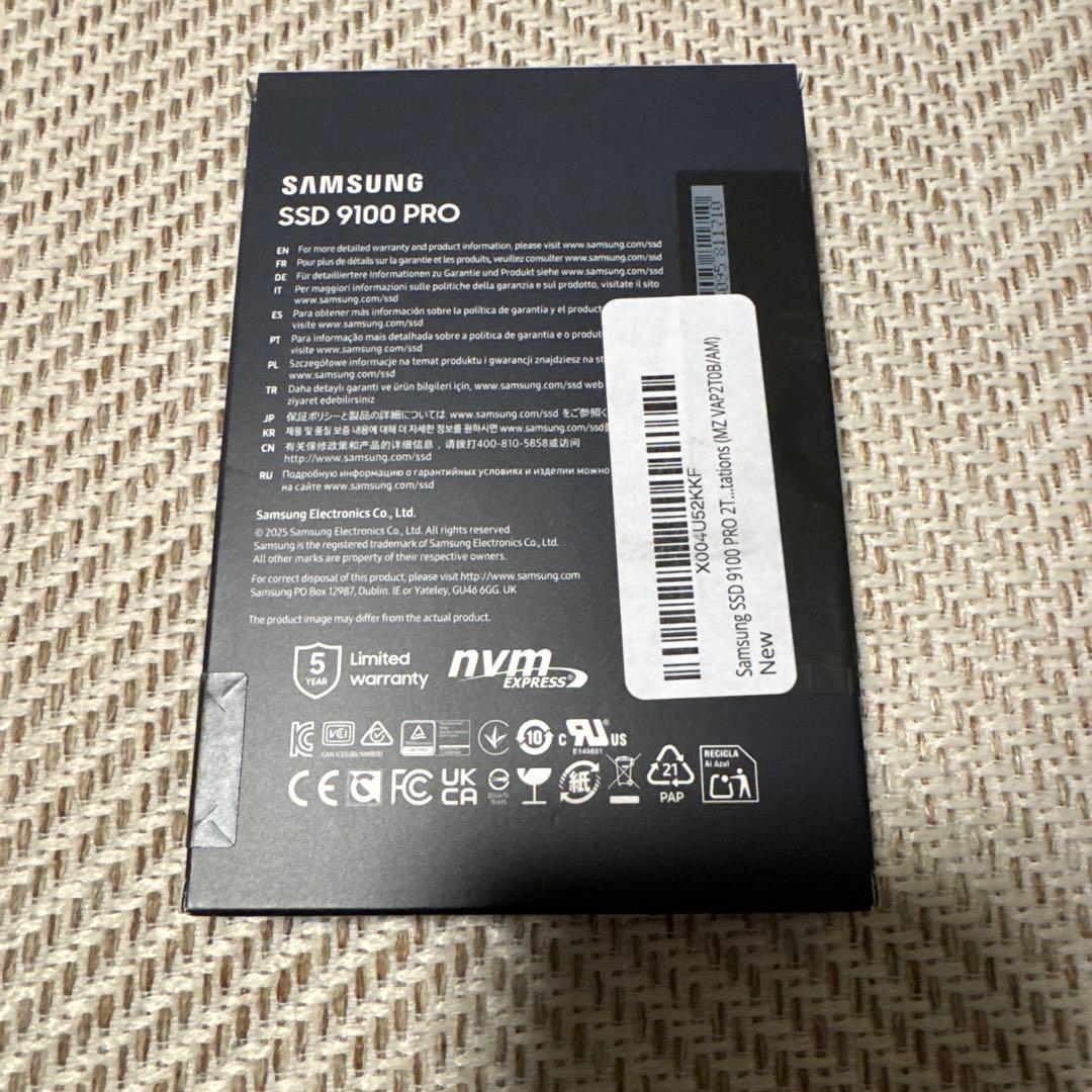 内蔵型SSD Samsung 9100 PRO 2TB SSD