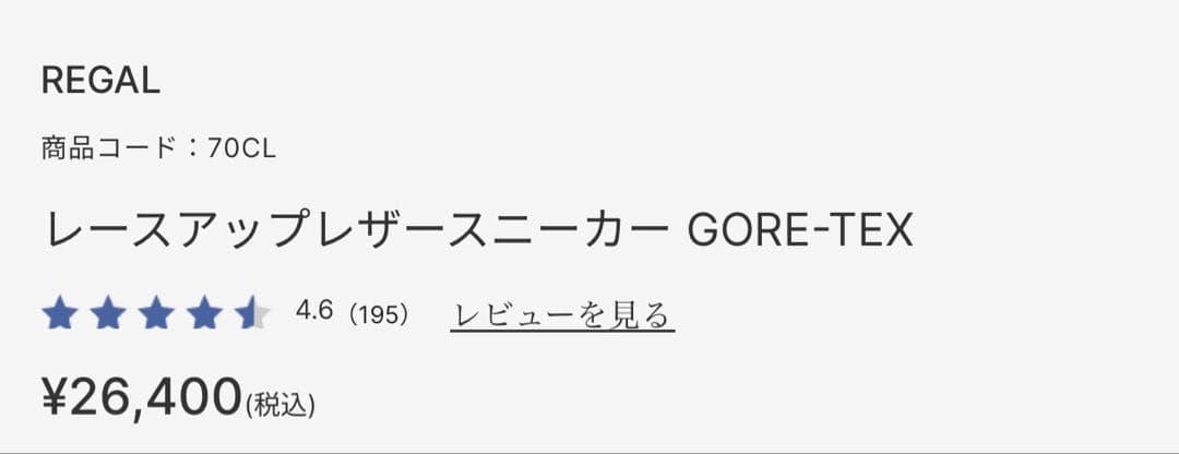リーガル REGAL レザーシューズ 革靴　GORE-TEX
