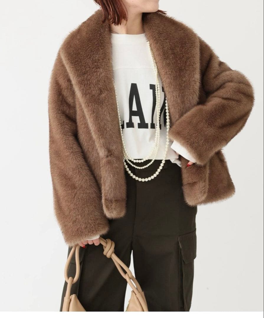 スピックアンドスパン★ブラウンファーショートコート