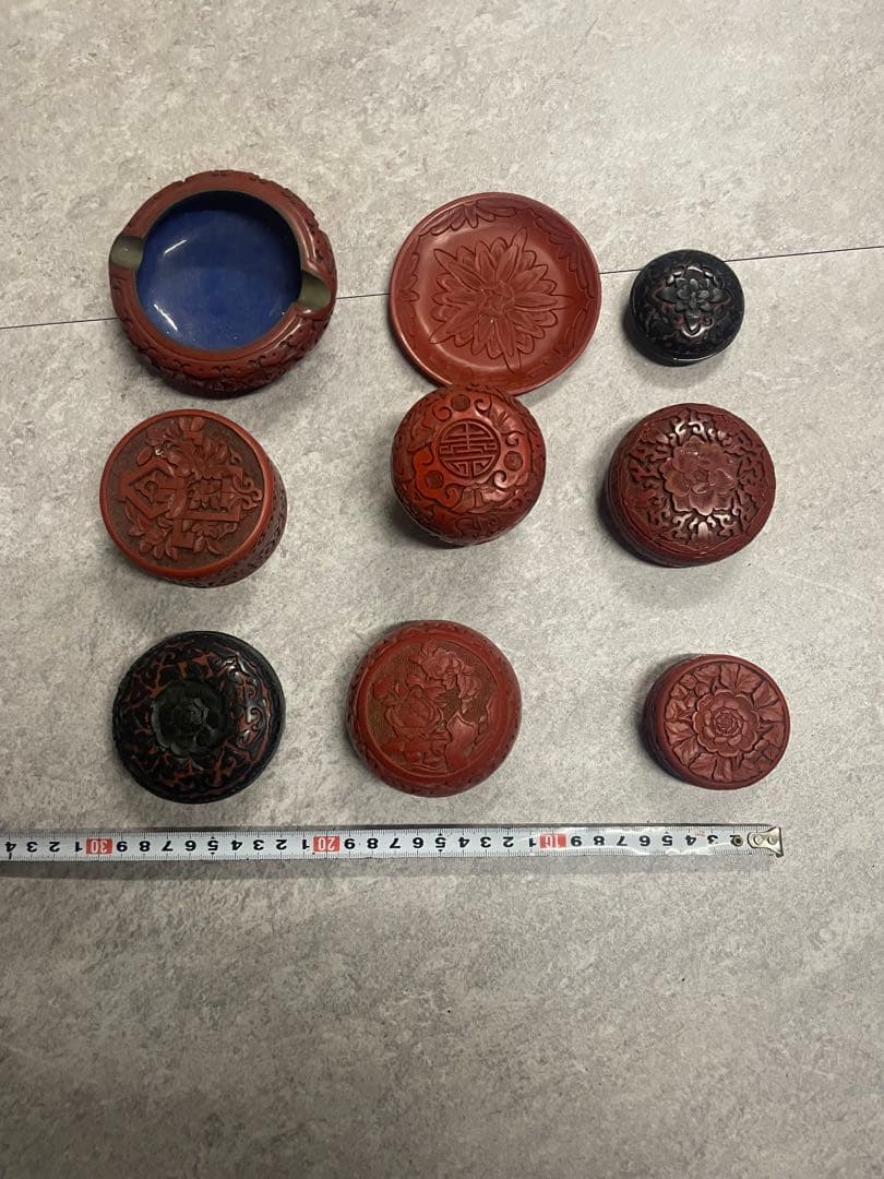 堆朱　9点　まとめて　中国美術　骨董　古美術　アンティーク