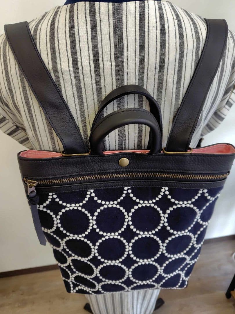 2点おまとめ　/2025tambourineタンバリンネイビー×白/牛革A4トー