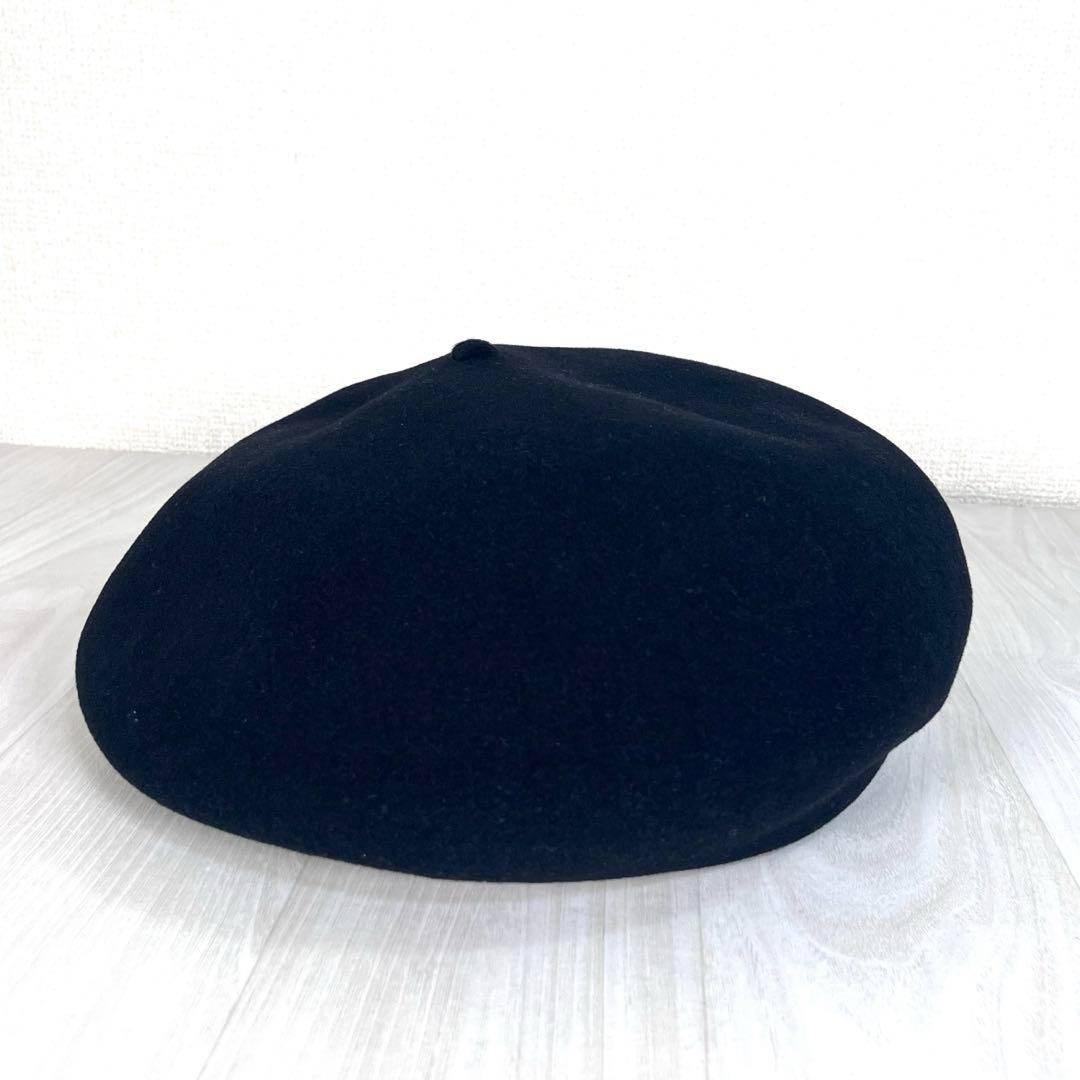 【美品】CHANEL/シャネル　ベレー帽　ココマーク刺繍　ウール　59相当　黒