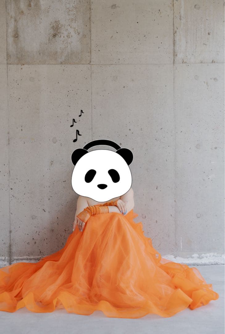 オレンジ　ボリューム　ドレス　前撮り　二次会