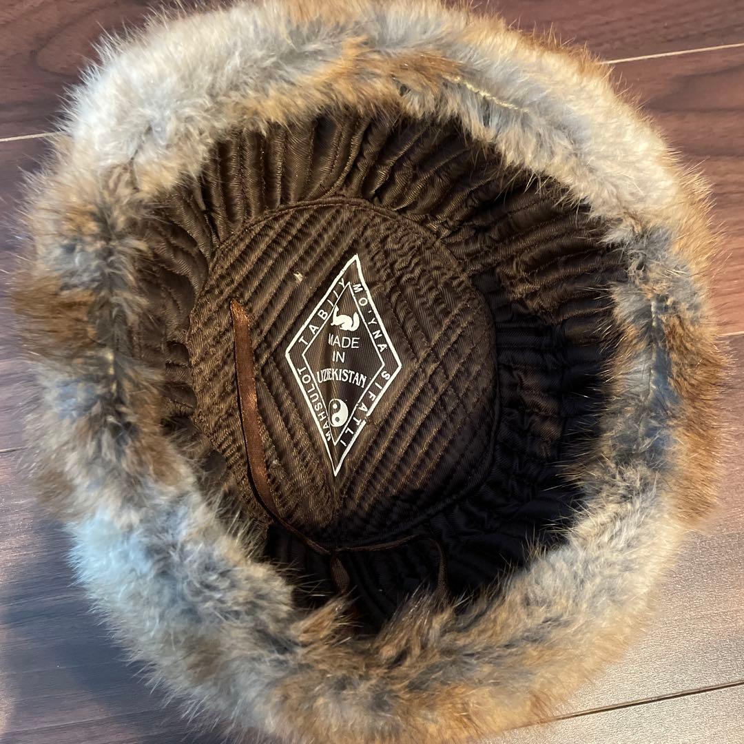 ミンク製耳あて付き帽子