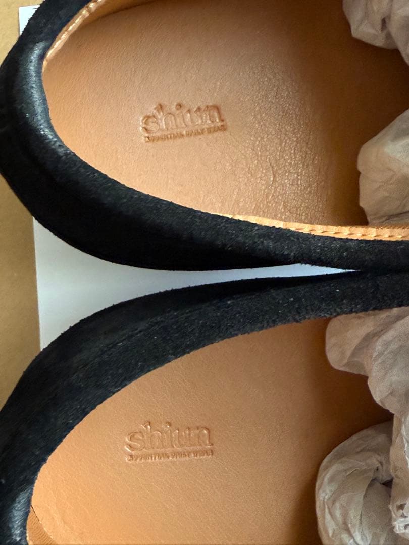 【完売品】shiun BLACK SUEDE MOCCASIN Sサイズ
