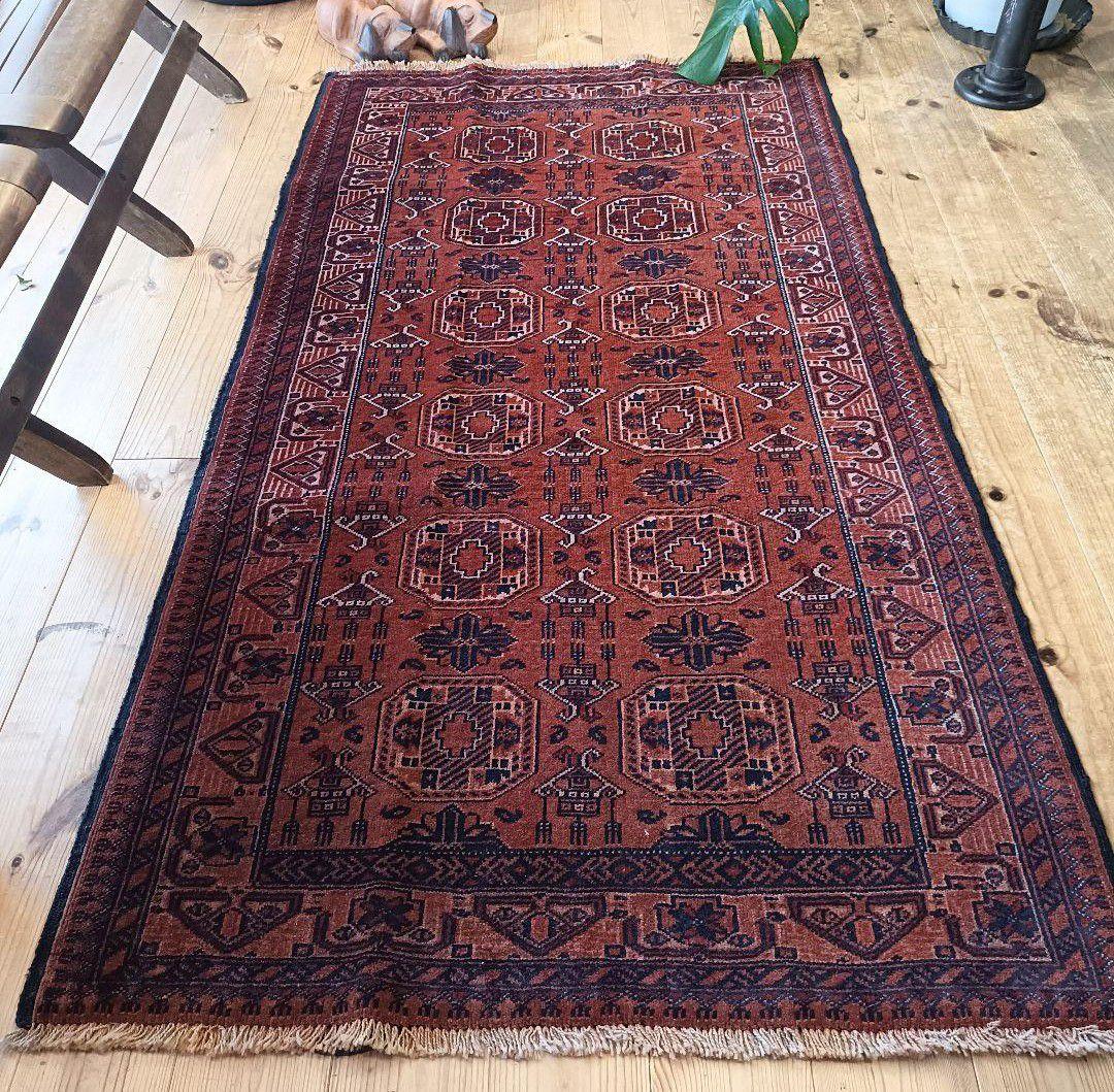 【ロングサイズ】80s トライバルラグ　アフガンラグ　ヴィンテージラグ ペルシャ