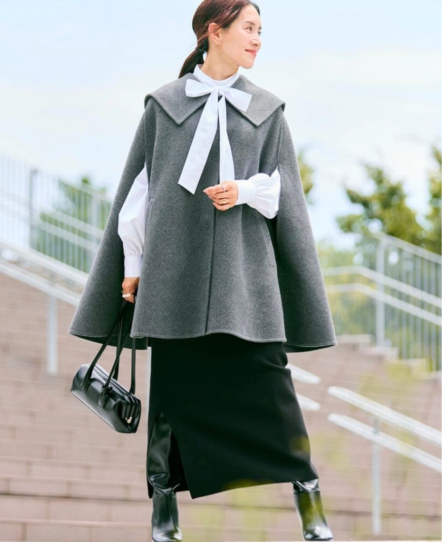 セーラーカラーダブルフェイスケープコート　#newans 新品✨